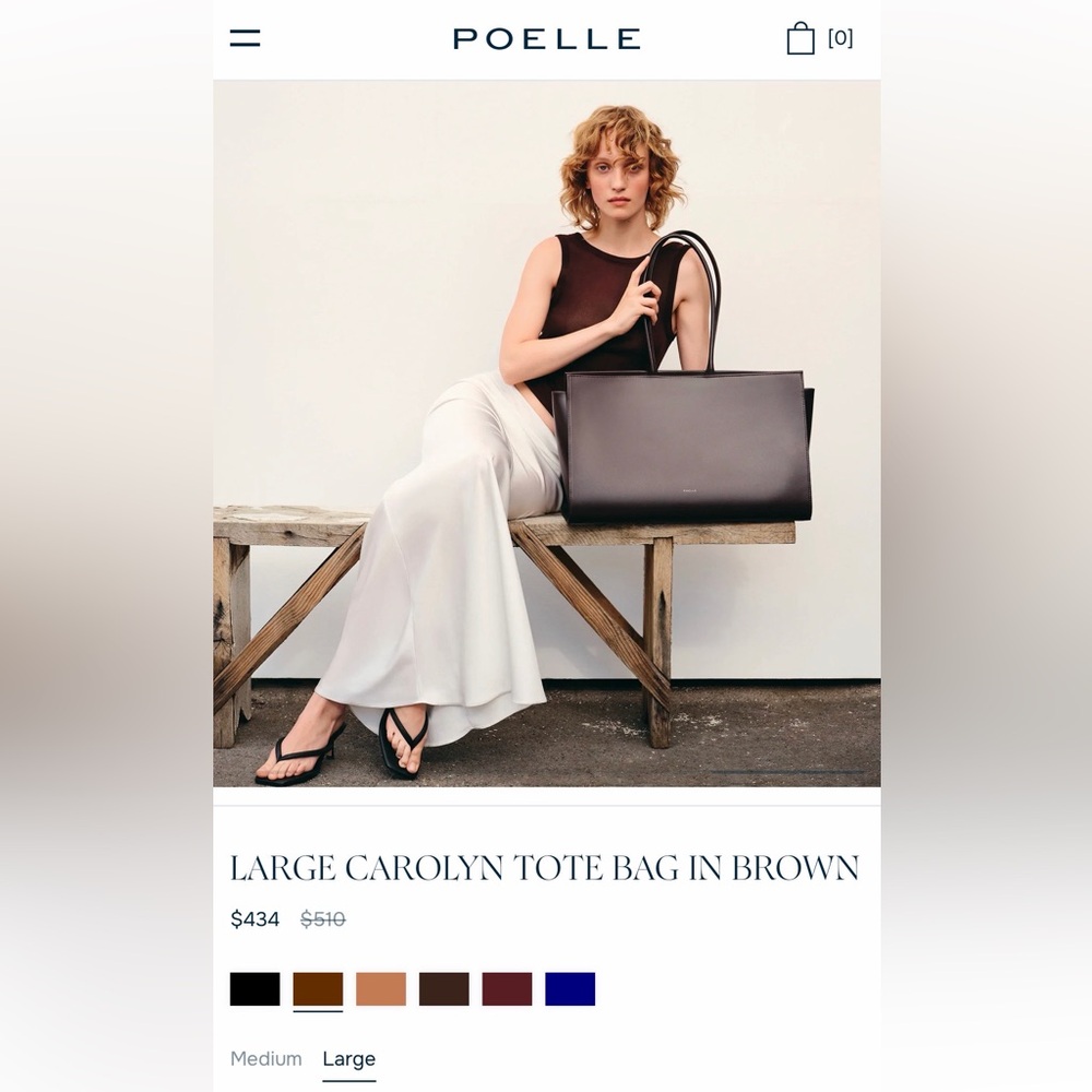 Poelle Medium Carolyn Brown Tote Bag - Picture 9 of 9